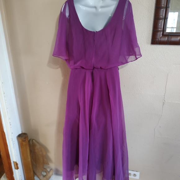 Vntg 80's Purple Chiffon Layered Polyester Prom Dress JCPENNEY Fashions Medium - Picture 4 of 13